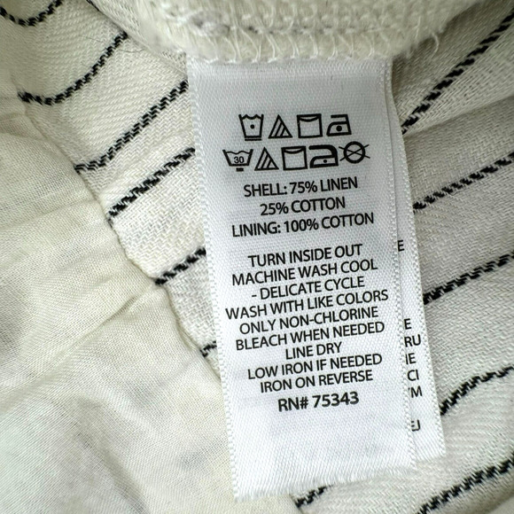 RACHEL ZOE Womens 10 Linen Sleeveless Jumpsuit Romper White Black Stripe Pockets - Picture 8 of 10